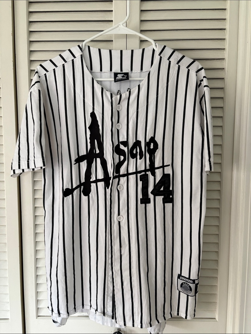 STARTER White & Black Pinstripe Baseball Jersey